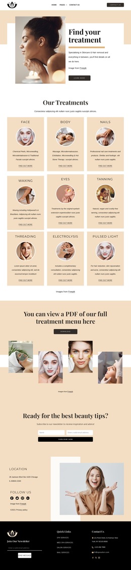Full treatment menu - HTML5 Template by Nicepage