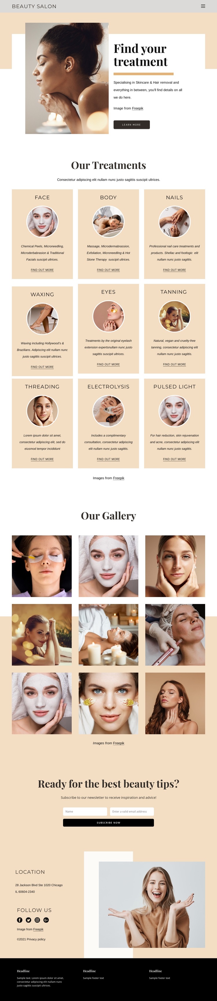 Professional beauty treatments HTML5 Template