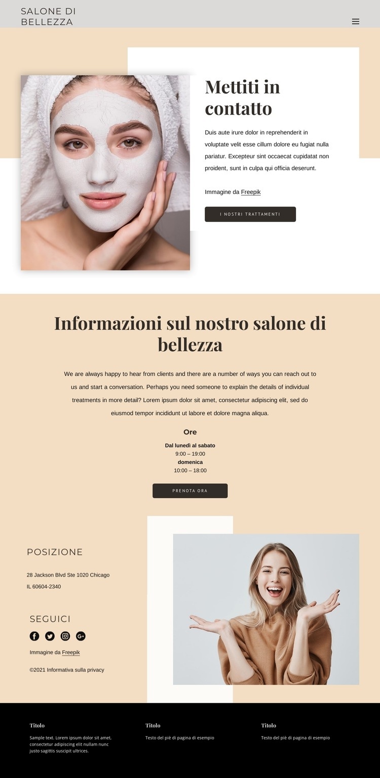 Come accedere ai trattamenti estetici Costruttore di siti web HTML