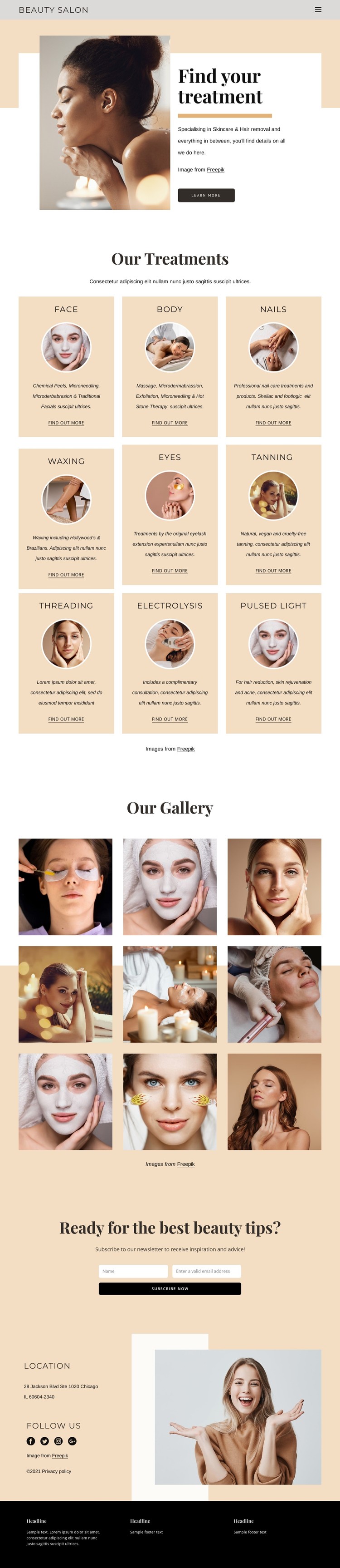 Professional beauty treatments Static Site Generator