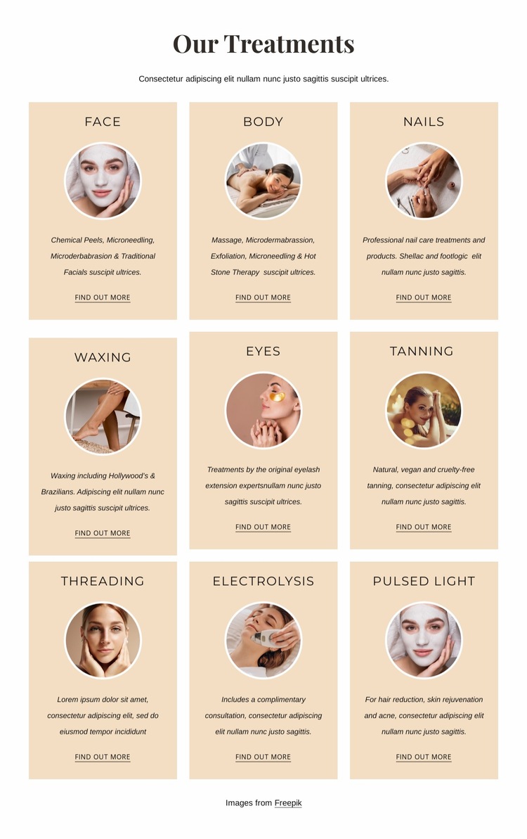 Luxury treatments Website Builder Templates