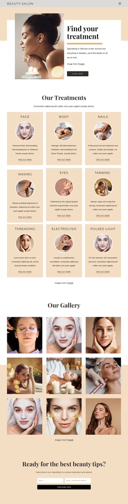 Professional Beauty Treatments Website Creator