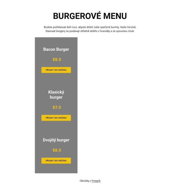 Burger menu Šablona HTML