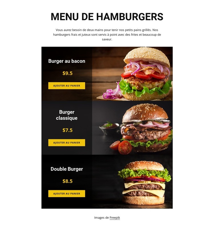 Menu de hamburgers Modèle HTML