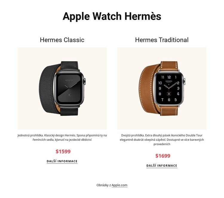 Apple hodinky hermes Webový design