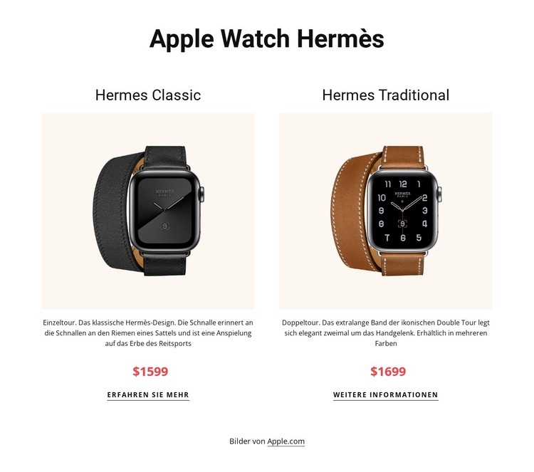 Apple Watch Hermes Website Builder-Vorlagen