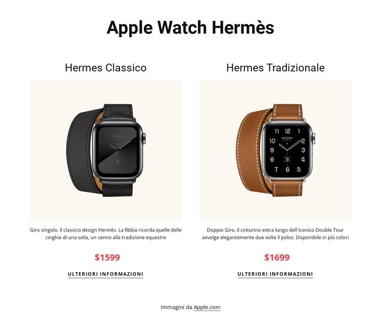 Apple guarda Hermes Pagina di destinazione