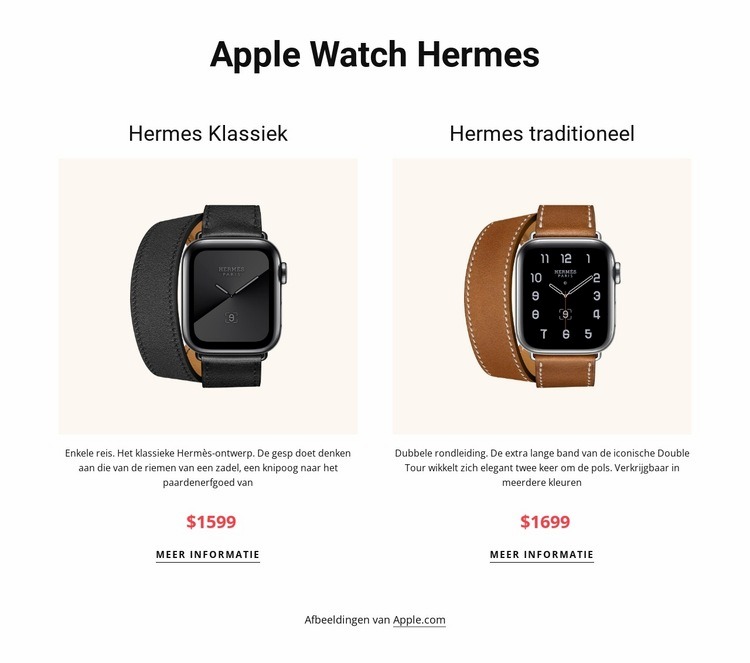 Apple Watch hermes Website ontwerp