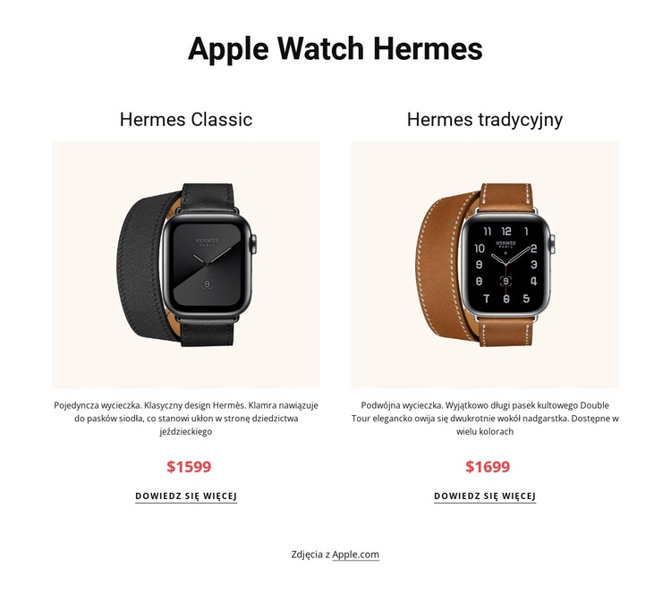 Apple Watch Hermes Szablon witryny sieci Web