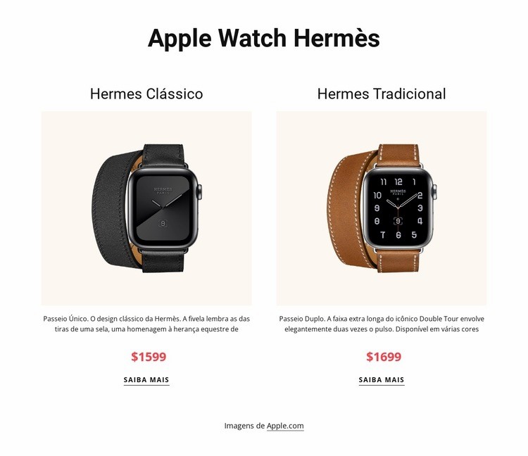 relógio Apple Hermes Construtor de sites HTML