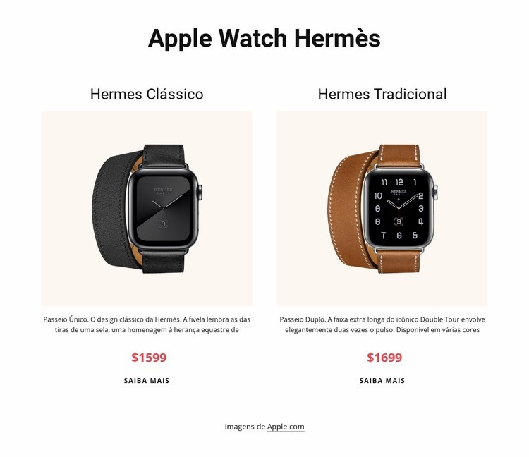 relógio Apple Hermes Modelos de construtor de sites