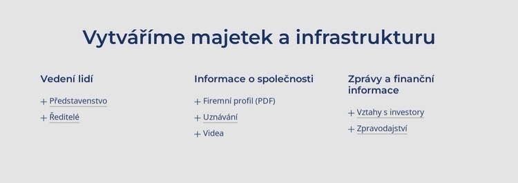 Vytváříme majetek a infrastrukturu Šablona HTML