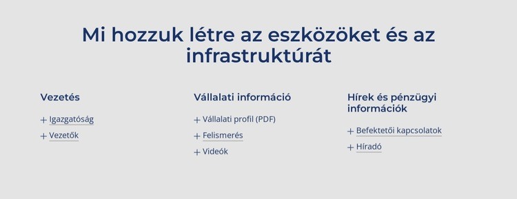 Mi hozzuk létre az eszközöket és az infrastruktúrát HTML Sablon