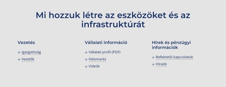 Mi hozzuk létre az eszközöket és az infrastruktúrát Weboldal tervezés