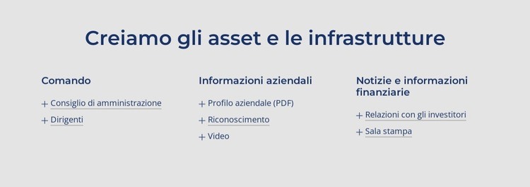 Creiamo gli asset e le infrastrutture Modello HTML5