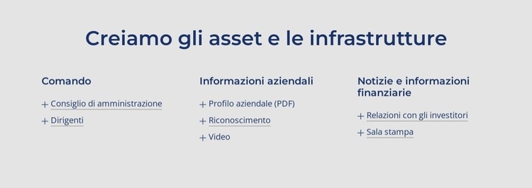 Creiamo gli asset e le infrastrutture Pagina di destinazione