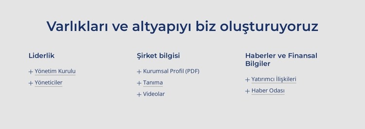 Varlıkları ve altyapıyı biz oluşturuyoruz HTML Şablonu