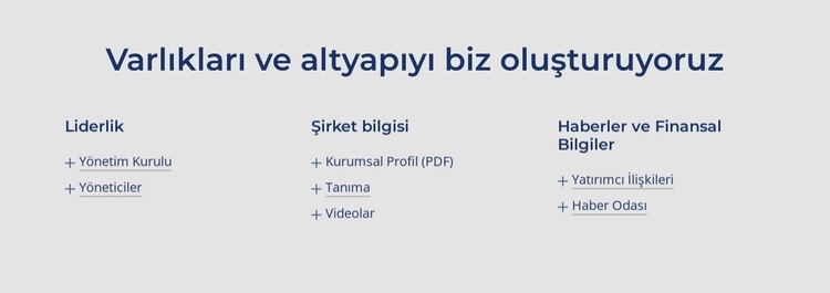 Varlıkları ve altyapıyı biz oluşturuyoruz Bir Sayfa Şablonu