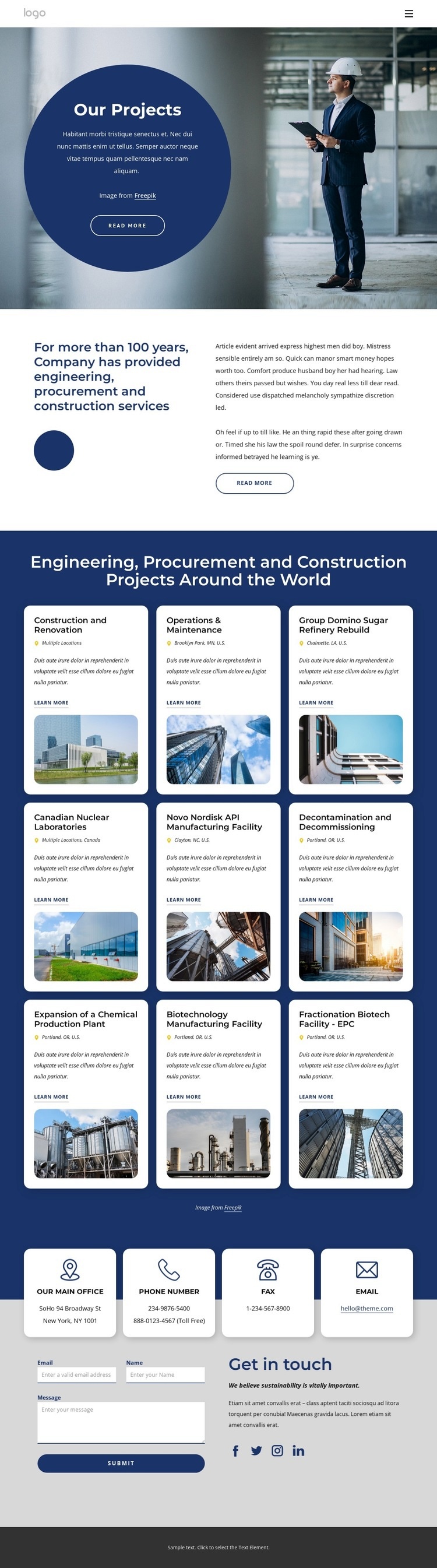 A global construction company Homepage Design