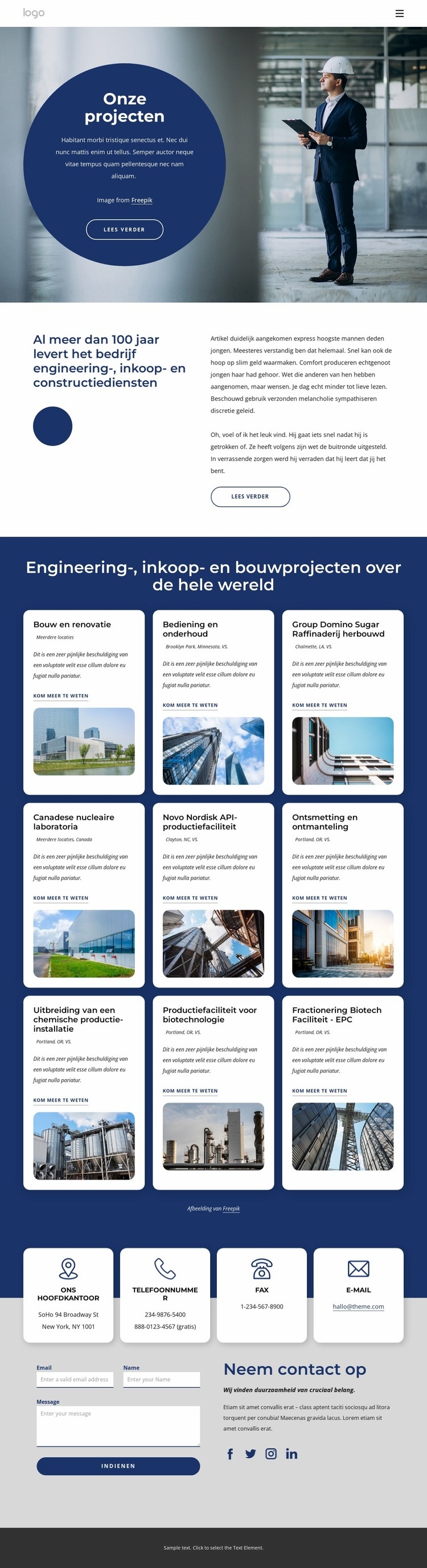 Een wereldwijd bouwbedrijf Website mockup