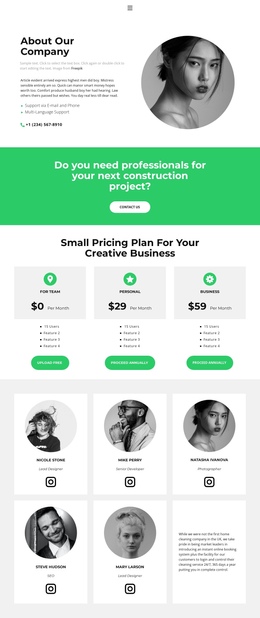 Awesome One Page Template For Starting A Business