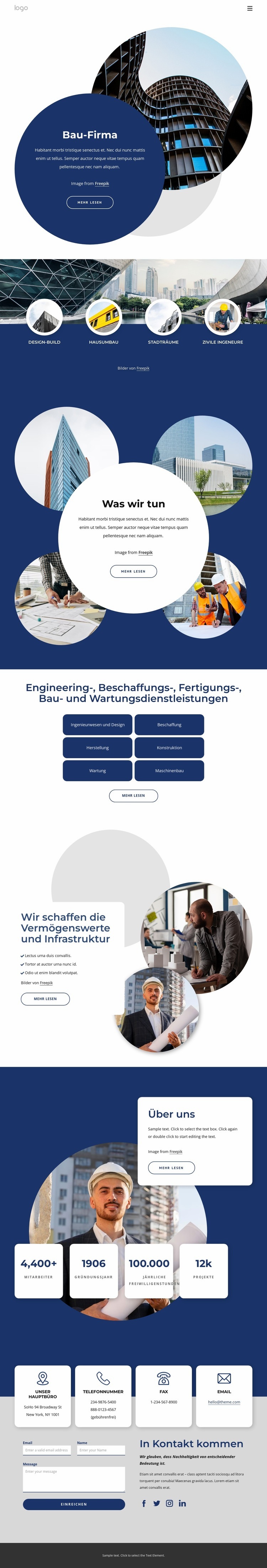 Internationales Baudienstleistungsunternehmen Website-Modell