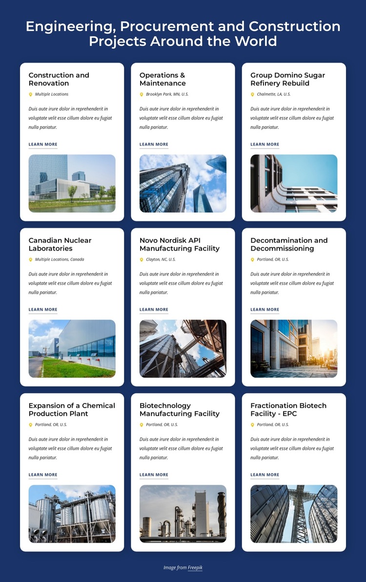 Engineering, procurement and construction projects HTML5 Template