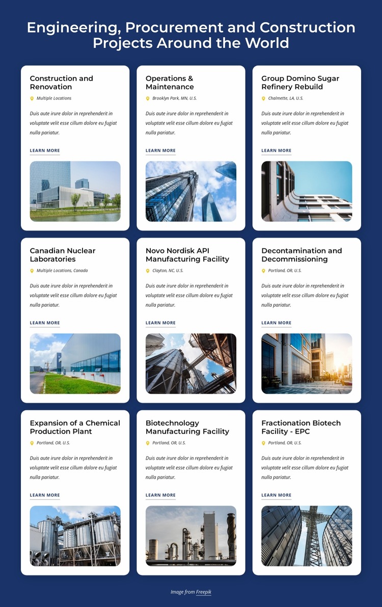 Engineering, procurement and construction projects Website Builder Templates