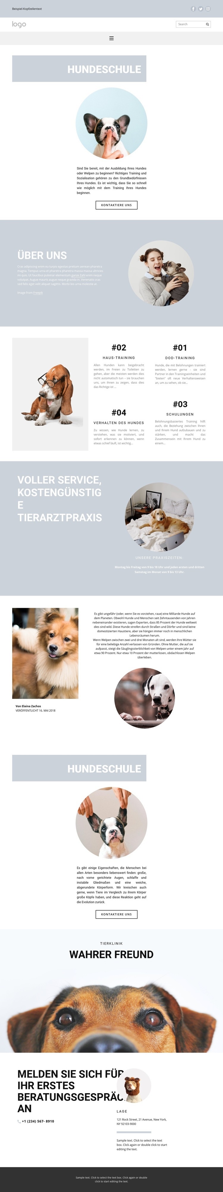 Hunde aufziehen Website-Modell