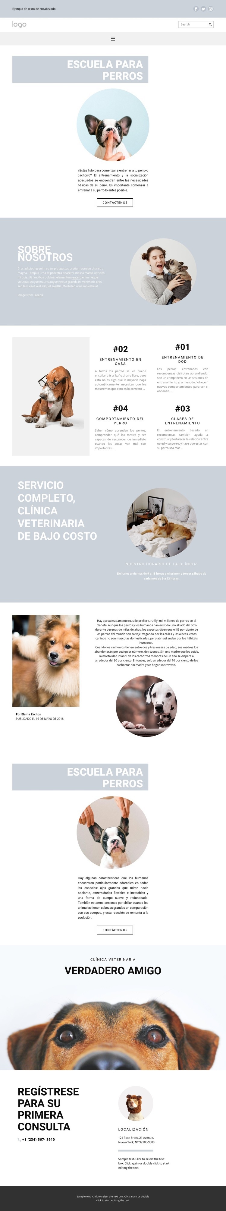 Criar perros Maqueta de sitio web