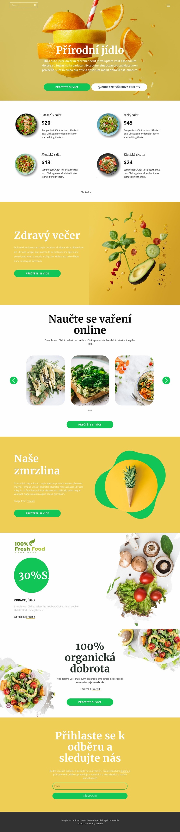 Chutné a zdravé jídlo Webový design