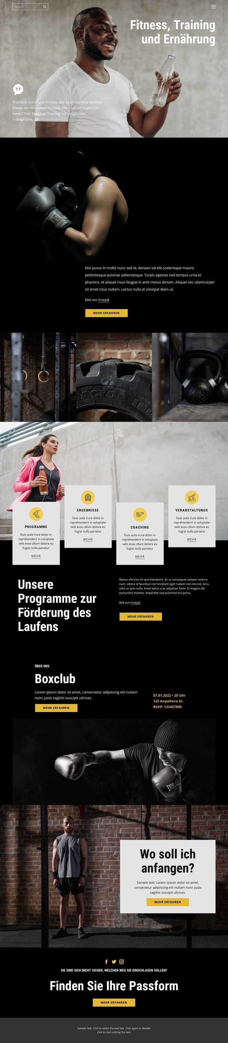 Kickboxen und Crossfit Joomla Vorlage