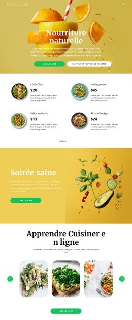 Nourriture Délicieuse Et Saine – Maquette De Site Web Par Glisser-Déposer