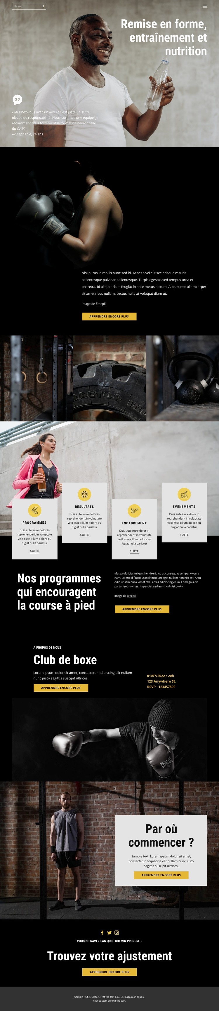 Kickboxing et crossfit Modèle HTML