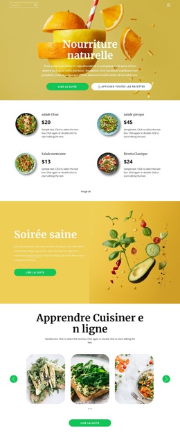 Nourriture Délicieuse Et Saine : Modèle De Site Web Simple