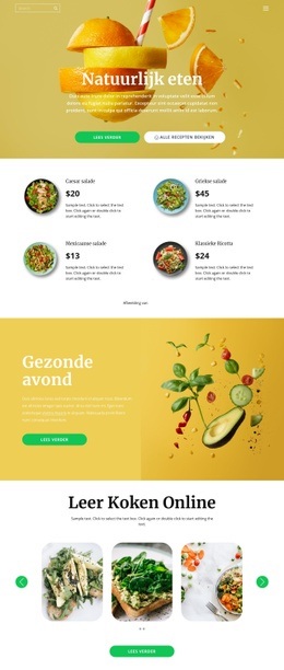 Lekker En Gezond Eten Sjablonen Html5 Responsief Gratis