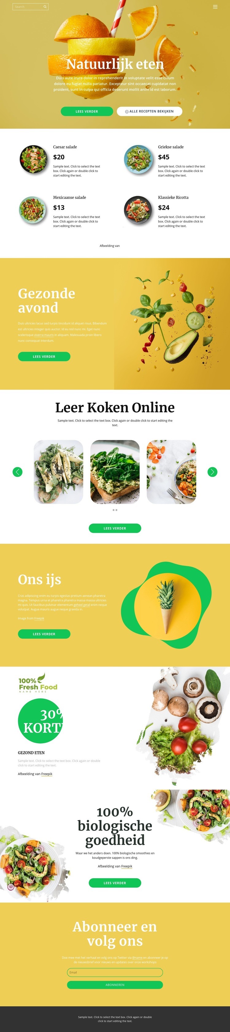 Lekker en gezond eten Website ontwerp