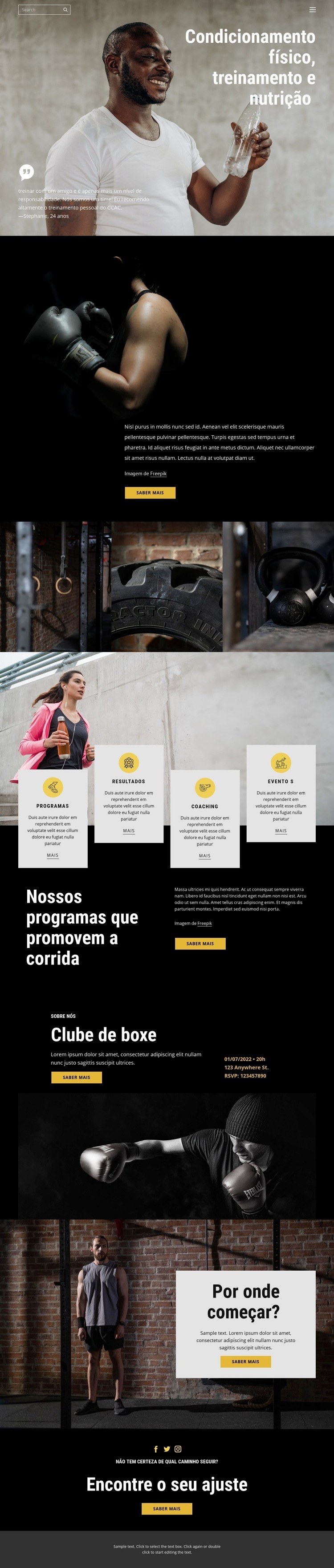 Kickboxing e crossfit Landing Page