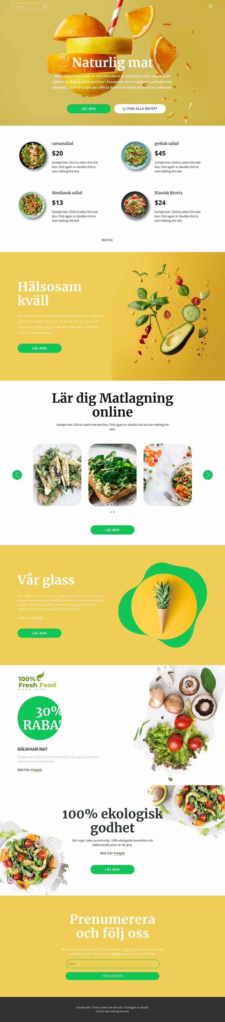 Läcker och hälsosam mat HTML-mall