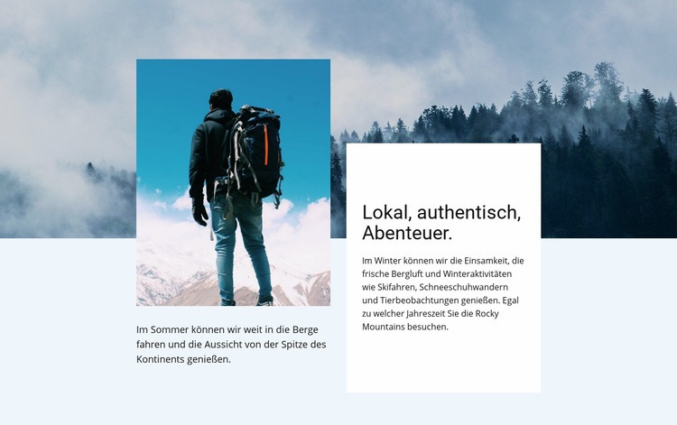 Lokal, authentisch, Abenteuer Eine Seitenvorlage