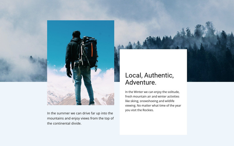 Local, authentic, adventure Homepage Design