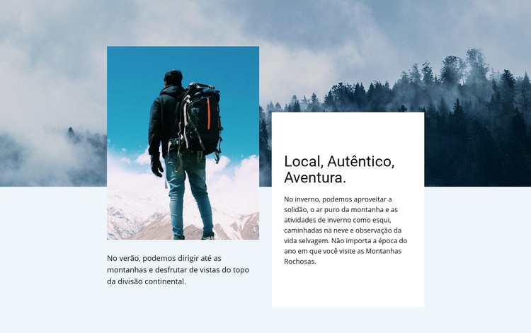 Local, autêntico, aventura Modelo HTML5