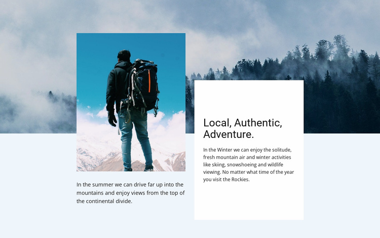 Local, authentic, adventure Landing Page