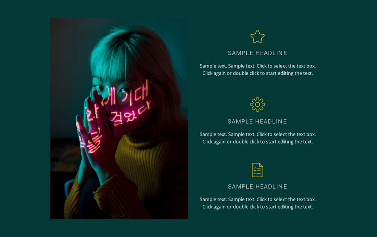 Features on dark background Website Design