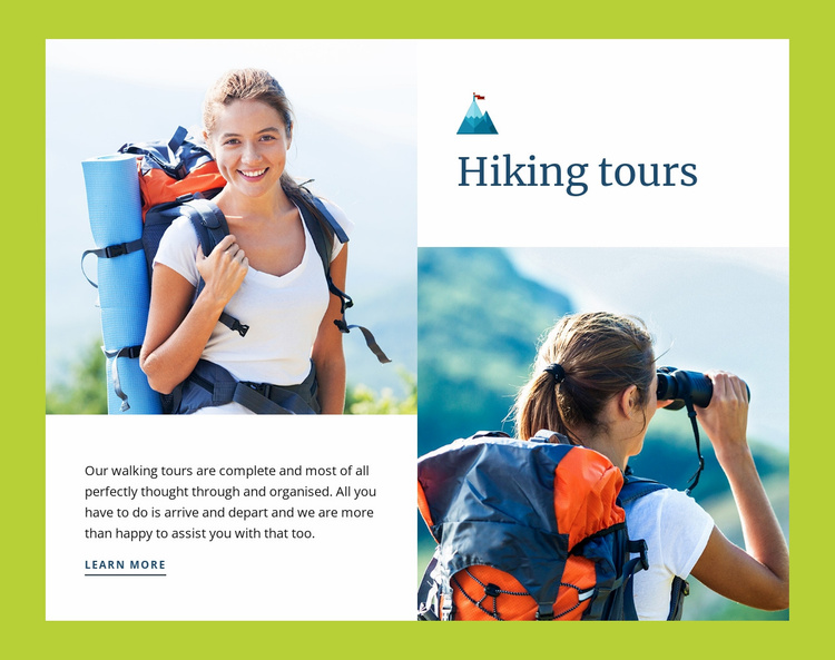 Hiking tours  Landing Page