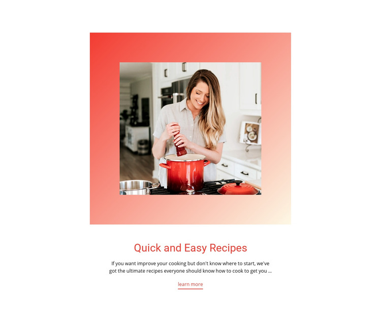 Quick and easy recipes Homepage Design