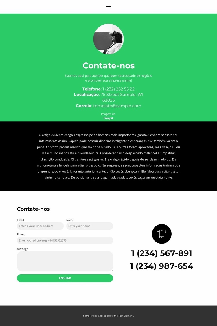 Endereços de filiais Design do site