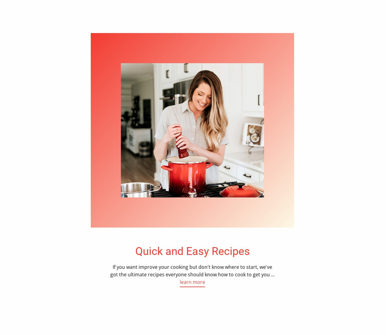 Snelle en gemakkelijke recepten Website mockup