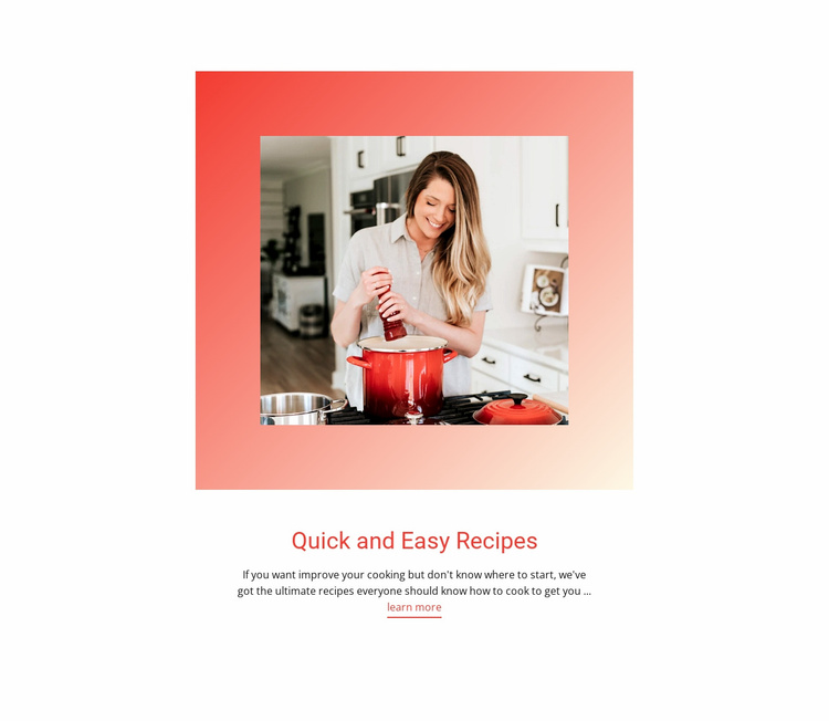 Quick and easy recipes Landing Page