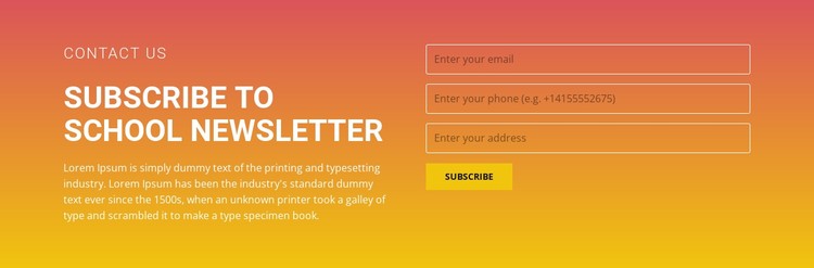 Subscribe to the newsletter CSS Template